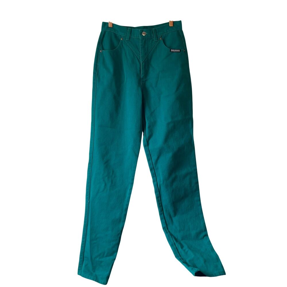 Vintage 80s roughriders Kelly green with back embellishments size 27 - Picture 4 of 9